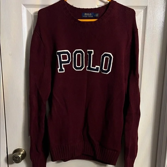 SOLD Men’s Polo Ralph Lauren Logo Maroon Crewneck Sweater- S- EUC - Picture 1 of 5